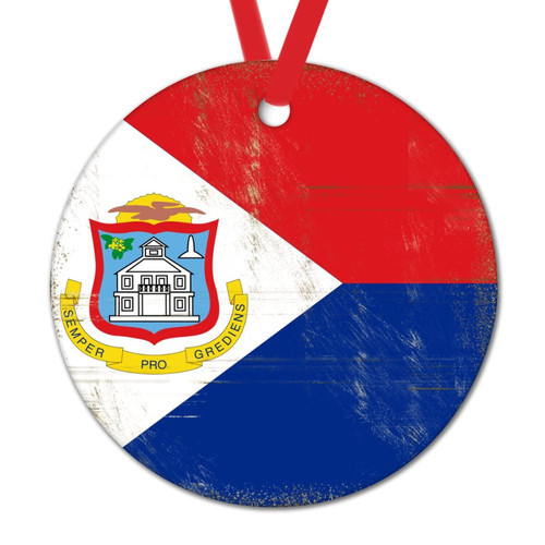 Sint Maarten Christmas Ornaments Sint Maarten National Flag Christmas Tree Decorations City Souvenir Christmas Round Ceramic Ornament Christmas Ornaments Xmas Gift to Baby Kids