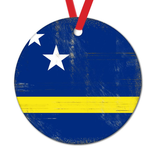 Curacao Novelty Round Ceramic Christmas Ornaments Gift Curacao Flag Christmas Ornaments National Flag Country Souvenir City Gift Christmas Tree Decoration Keepsake