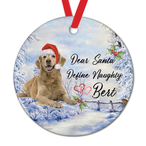 Christmas Ornament Dear Santa Define Naughty Christmas Decorations Gift Personalized Santa Hat Dog Tree Decoration Ornament Chihuahua Dog Round Ceramic Xmas Ornaments