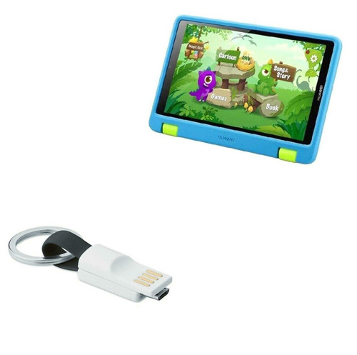 BoxWave Cable Compatible with Huawei MediaPad T3 7 Kids - Micro USB Keychain Charger, Key Ring Micro USB Cable - Jet Black