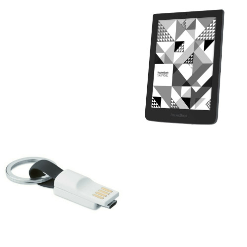 BoxWave Cable Compatible with Pocketbook Sense - Micro USB Keychain Charger, Key Ring Micro USB Cable - Jet Black