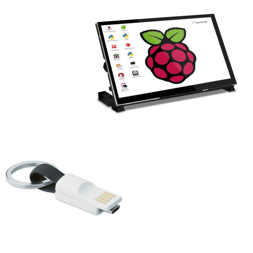 BoxWave Cable Compatible with WIMAXIT Raspberry Pi Touch Monitor M728 (7 in) - Micro USB Keychain Charger, Key Ring Micro USB Cable - Jet Black