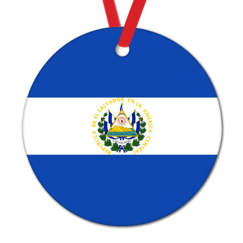 El Salvador Christmas Tree Decoration Keepsake El Salvador National Flag Christmas Ornament City Souvenir Gift Round Ceramic Christmas Ornaments Xmas Gift from Santa Claus