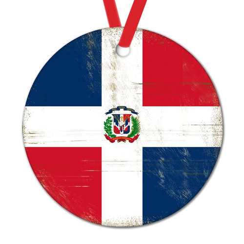 Dominican Republic National Flag Novelty Round Ceramic Christmas Ornament Country Souvenir Gift Christmas Ornaments Dominican Republic Xmas Hanging Christmas Party Supplies