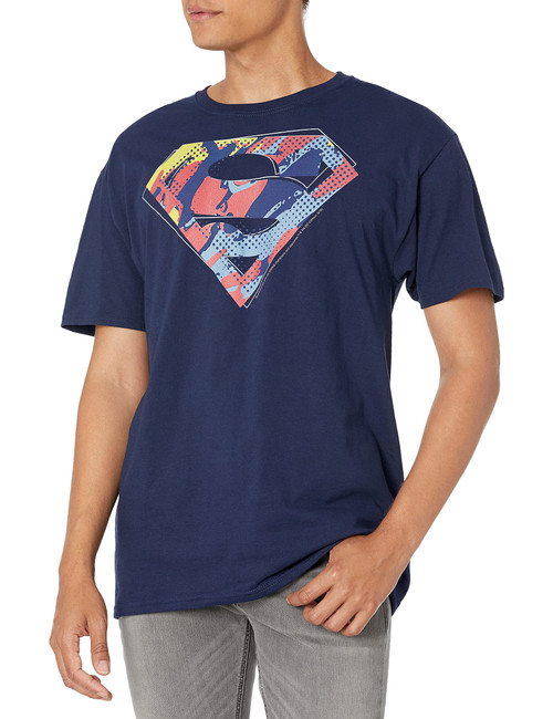 DC Comics Superman Coloured Logo Basic Solid Tee Navy