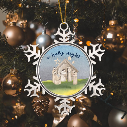 Merry Christmas Oh Holy Night White Snowflake Ornaments Round Christmas Tree Ornament Manger Scene Religious Hanging Keepsake Christian Jesus Collectible Gift for Indoor Home Decor Merry Christmas Oh Holy Night White Snowflake Ornaments Round Christmas Tree Ornament Manger Scene Religious Hanging Keepsake Christian Jesus Collectible Gift for Indoor Home Decor