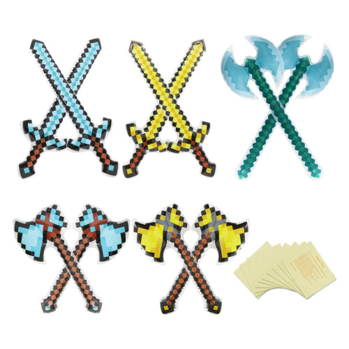 Deermon 10 Pack Large Inflatable Pixel Weapon Bulk For Kids Reusable Swords Axes Hatchets Inflatable Weapons Party Favor Game Toy With Repair Patch For Birthday, Halloween, Pool Theme Party Supplies