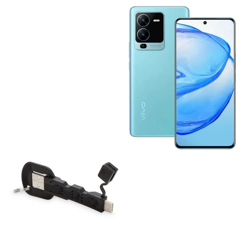 BoxWave Cable Compatible with vivo V25 Pro - USB Type-C Keychain Charger, Key Ring 3.1 Type C USB Cable - Jet Black