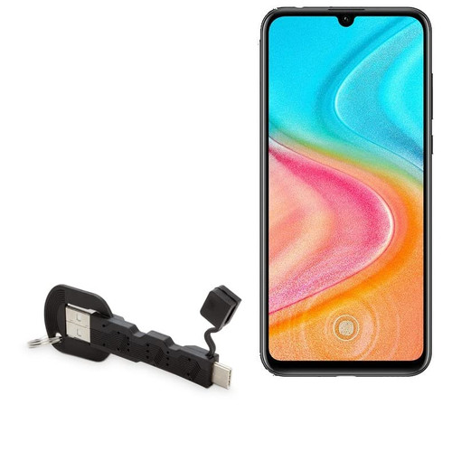 BoxWave Cable Compatible with Honor 20 lite (China) - USB Type-C Keychain Charger, Key Ring 3.1 Type C USB Cable - Jet Black