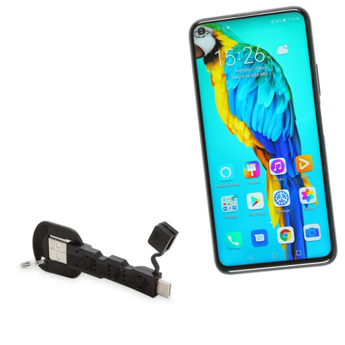 BoxWave Cable Compatible with Honor 20 Pro - USB Type-C Keychain Charger, Key Ring 3.1 Type C USB Cable - Jet Black