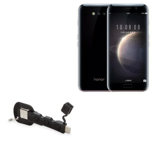 BoxWave Cable Compatible with Honor Magic - USB Type-C Keychain Charger, Key Ring 3.1 Type C USB Cable - Jet Black