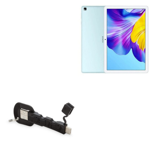 BoxWave Cable Compatible with Honor Pad 6 - USB Type-C Keychain Charger, Key Ring 3.1 Type C USB Cable - Jet Black