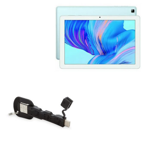 BoxWave Cable Compatible with Honor Pad X6 - USB Type-C Keychain Charger, Key Ring 3.1 Type C USB Cable - Jet Black
