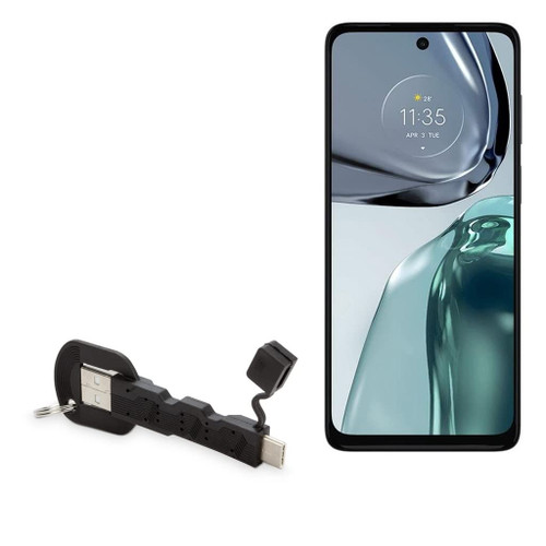 BoxWave Cable Compatible with Motorola G62 5G - USB Type-C Keychain Charger, Key Ring 3.1 Type C USB Cable - Jet Black