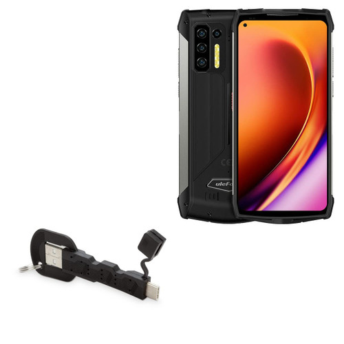 BoxWave Cable Compatible with Ulefone Armor 13 - USB Type-C Keychain Charger, Key Ring 3.1 Type C USB Cable - Jet Black