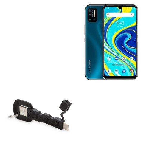 BoxWave Cable Compatible with Umidigi A7 Pro - USB Type-C Keychain Charger, Key Ring 3.1 Type C USB Cable - Jet Black