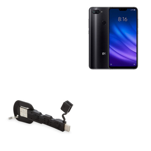 BoxWave Cable Compatible with Xiaomi Mi 8 Lite - USB Type-C Keychain Charger, Key Ring 3.1 Type C USB Cable - Jet Black