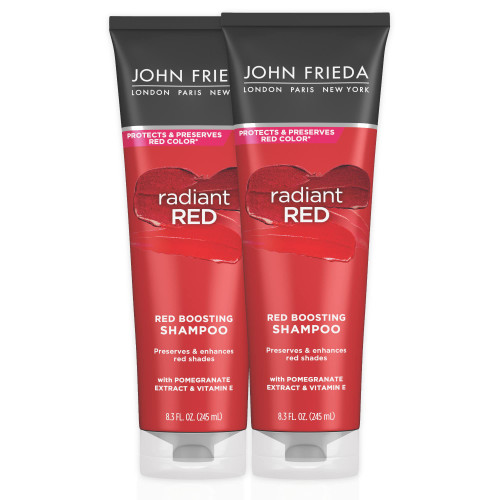 John Frieda Radiant Red Shampoo for Red Hair, Helps Enhance Red Hair Shades, with Pomegranate and Vitamin E, 8.3 oz (Pack of 2)