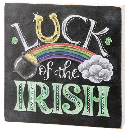 Primitives By Kathy 112092 Luck of the Irish Block Sign, 6-inch Square
