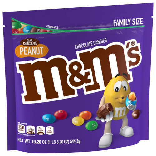 M&Ms Dark Chocolate Peanut Family Size 19.2 oz