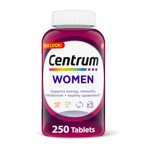 Centrum Multivitamin for Women, Multivitamin/Multimineral Supplement with Iron, Vitamin D3, B Vitamins and Antioxidant Vitamins C and E, Gluten Free, Non-GMO Ingredients - 250 Count Centrum Multivitamin for Women, Multivitamin/Multimineral Supplement with Iron, Vitamin D3, B Vitamins and Antioxidant Vitamins C and E, Gluten Free, Non-GMO Ingredients - 250 Count