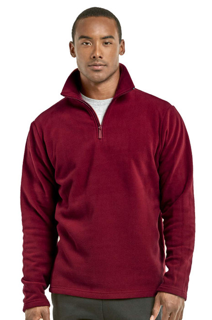 Knocker Men's Polar Fleece Quarter Zip Pullover (S, Burgundy)