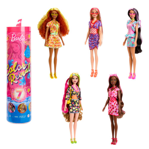 Barbie Color Reveal Doll & Accessories, Scented Sweet Fruit Series, 7 Surprises, 1 Barbie Doll (Styles May Vary)