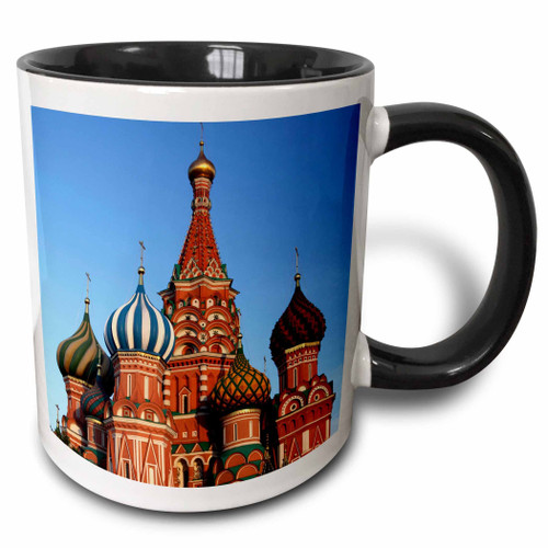 3dRose Russia, Moscow. St Basils Cathedral In Red Square Mug, 11 oz, Black