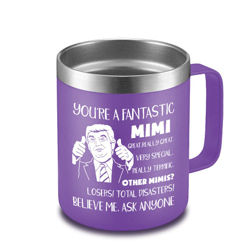Viberty Mimi Gifts - 12oz Purple Mimi Coffee Mug Tumbler Cup - Mimi Gift for Grandma From Grandson Granddaughter - Christmas Mothers Day, Birthday Gifts For Mimi