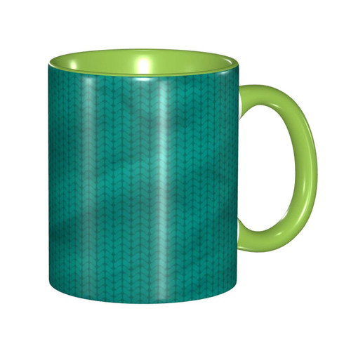 LIGUTARS Large Ceramic Coffee Mug, Teal Porcelain Mugs, Knitting Sewing Hobby, 11oz, For Office and Home, Multicolor