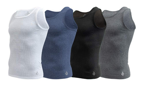 Volcom Mens Cotton Stretch Tank Top Undershirts A Shirts (White/Navy/Black/Grey, Large)