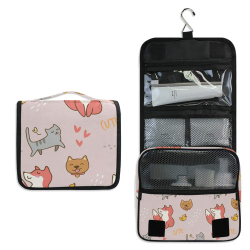 Hanging Travel Toiletry Bag - Cute Cartoon Cat Cosmetic Makeup Bag Pouch Organizer for Women and Girls Waterproof Hanging Travel Toiletry Bag - Cute Cartoon Cat Cosmetic Makeup Bag Pouch Organizer for Women and Girls Waterproof