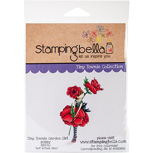 Stamping Bella" Tiny Townie Garden Girl Poppy Cling, 6.5" x 4.5"