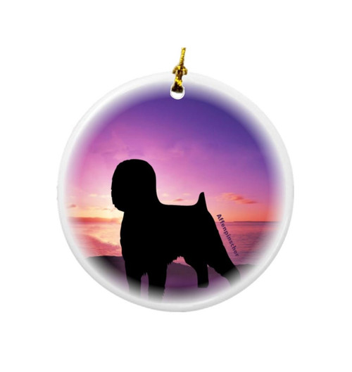 Rikki Knight Affenpinscher Dog at Sunset Design Round Porcelain Two-Sided Christmas Ornaments