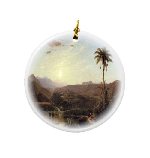 Rikki Knight Frederick Edwin Church Art The Cordilleras Design Round Porcelain Two-Sided Christmas Ornaments