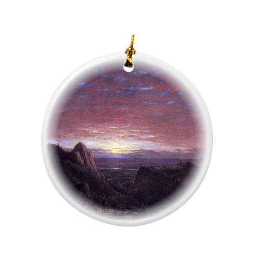 Rikki Knight Frederick Edwin Church Art Morning Design Round Porcelain Two-Sided Christmas Ornaments