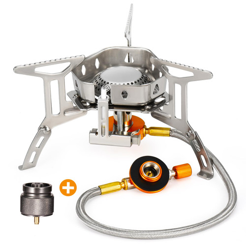 Portable Backpacking Stove with Piezo Ignition Windproof Camping Gas Stove Camp Stove Foldable Burner with Propane Canister Adapter for Outdoor Camping Hiking Picnic Portable Backpacking Stove with Piezo Ignition Windproof Camping Gas Stove Camp Stove Foldable Burner with Propane Canister Adapter for Outdoor Camping Hiking Picnic