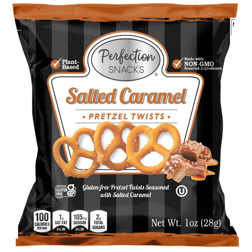 Perfection Snacks Salted Caramel Pretzel Twists, Gluten Free, Vegan Friendly, 1 Ounce (Pack of 20)