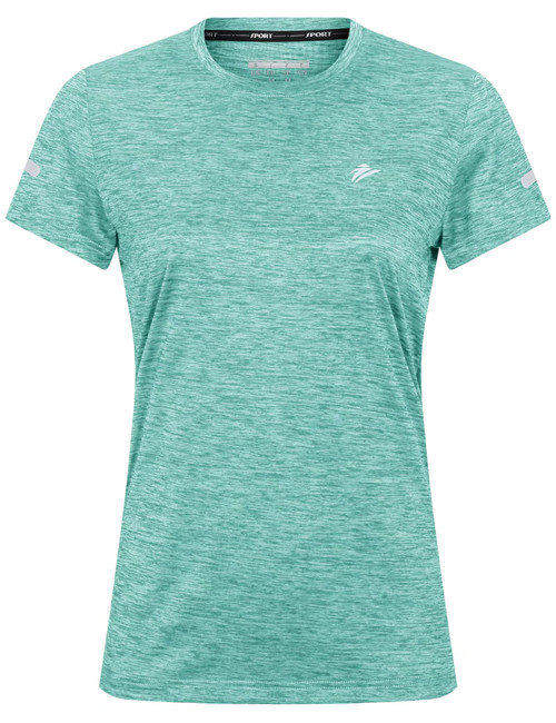 MAGCOMSEN Women's Short Sleeve T-Shirt Quick Dry Athletic Shirts Running Workout Shirts Fishing Shirts Hiking Shirts Outdoor Surf Tshirts Light Green