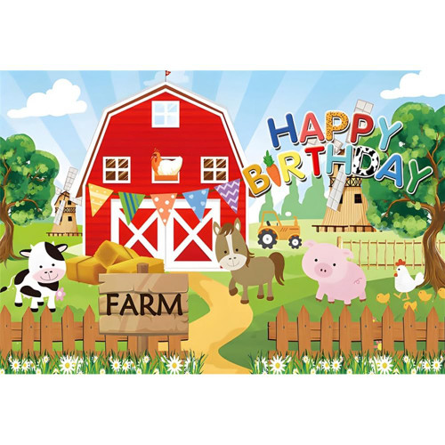 7x5ft Farm Red Barn Birthday Backdrop for Kids Party Cartoon Rustic Farm Animals Birthday Party Photography Background Farm Theme Party Cake Table Banner Photobooth Decorations 7x5ft Farm Red Barn Birthday Backdrop for Kids Party Cartoon Rustic Farm Animals Birthday Party Photography Background Farm Theme Party Cake Table Banner Photobooth Decorations