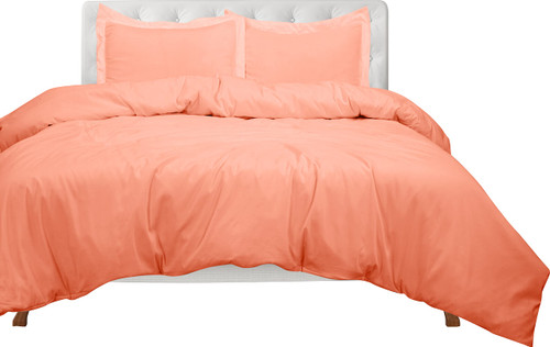 ROYALE LINENS Coral Duvet Cover King Size - Soft King Duvet Cover Set - 3 Piece Double Brushed King Duvet Covers with Zipper Closure, 1 King Duvet Cover 104x90 inches and 2 Pillow Shams (King, Coral)