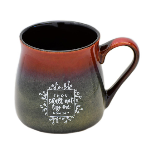 Ceramic Designer Coffee Mug | Thou shalt not try me. Mom 24:7 | Holds 16 ounces | Dishwasher and Microwave Safe | Great for Coffee, Tea, Soups, Hot Chocolate