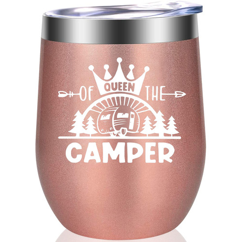 Coolertaste Queen Of The Camper Wine Tumbler, Happy Camper Gifts 12oz Cup, Gifts For Campers Outdoors, RV Hiking Camping Coffee Mugs, Camper Lover Couples Glass for Women Coolertaste Queen Of The Camper Wine Tumbler, Happy Camper Gifts 12oz Cup, Gifts For Campers Outdoors, RV Hiking Camping Coffee Mugs, Camper Lover Couples Glass for Women