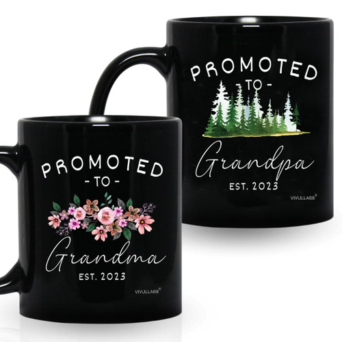 Vivulla68 Pregnancy Announcement For Grandparents Mug Set, Promoted To Grandparents Grandma And Grandpa 2023 Mugs, New Grandparents Gifts First Time 2023, Grandparents Baby Announcement Gifts (Black) Vivulla68 Pregnancy Announcement For Grandparents Mug Set, Promoted To Grandparents Grandma And Grandpa 2023 Mugs, New Grandparents Gifts First Time 2023, Grandparents Baby Announcement Gifts (Black)