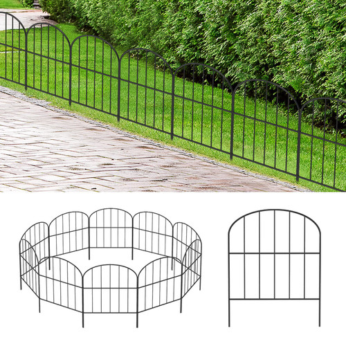 OUSHENG Small Decorative Garden Fence, 10ft (L) x 16.5in (H) Fencing, Rustproof Metal Wire Panel Border Animal Barrier for Dog, Flower Plant Edging for Yard Backyard Outdoor, Arched OUSHENG Small Decorative Garden Fence, 10ft (L) x 16.5in (H) Fencing, Rustproof Metal Wire Panel Border Animal Barrier for Dog, Flower Plant Edging for Yard Backyard Outdoor, Arched