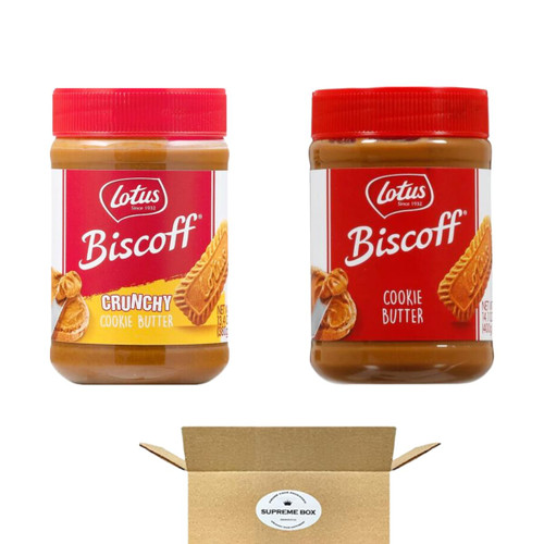 Lotus Biscoff Cookie Butter Spread, 1 Crunchy & 1 Creamy, non GMO + Vegan - Pack of 2 in total