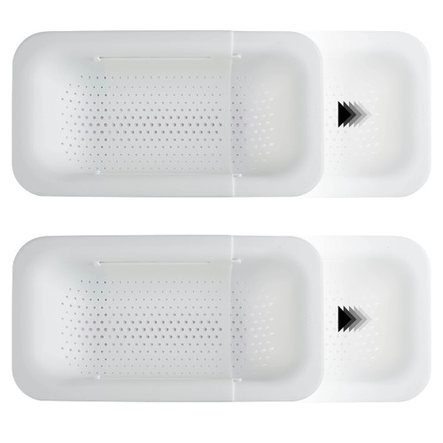 COOK WITH COLOR Over the Sink Strainers - Set of 2 Expandable Colander Basket - Fruit and Vegetable Washing Basket, Large Pasta Colander - Extendable Sink Colander for Kitchen Sink (White) COOK WITH COLOR Over the Sink Strainers - Set of 2 Expandable Colander Basket - Fruit and Vegetable Washing Basket, Large Pasta Colander - Extendable Sink Colander for Kitchen Sink (White)