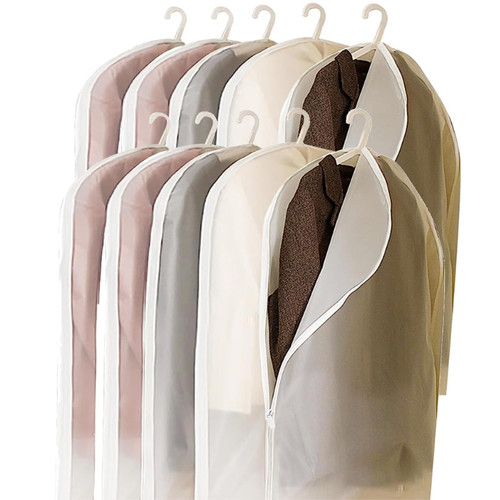 Garment Covers, Moth Proof Garment Bags for Hanging Clothes 10 Pack, Durable PEVA Dust Cover Non Clear Garment Bag for Storage Suit Garment Bags for Travel for Women, Men Suit Storage Cover 60"x100"