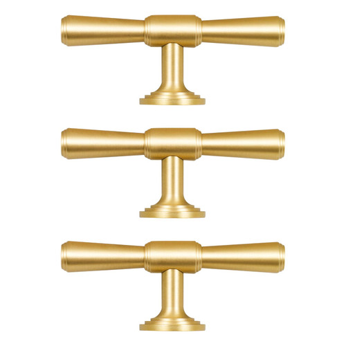 SAILANKA 3 Pack Cabinet Pulls Brushed Brass Kitchen Cabinet Handles Dresser Cupboard Hardware Vintage Drawer Door Handle Knob Pulls, Single Hole