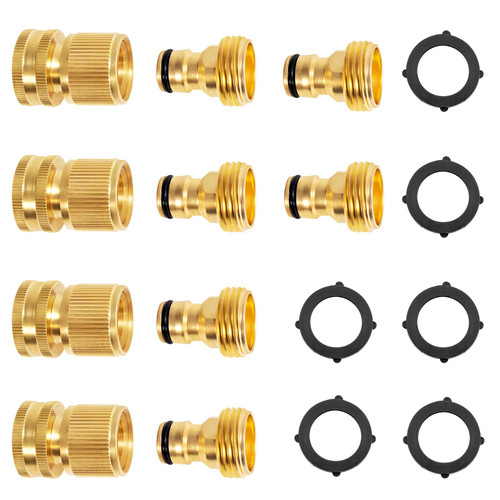 TANGWOD Brass Quick Connect Garden Hose Fittings, Water Hose Quick Connect Fittings for Garden Hose Quick Disconnect & Connect Connectors, Quick Connect Hose Fittings 6 Male and 4 Female Connector Set